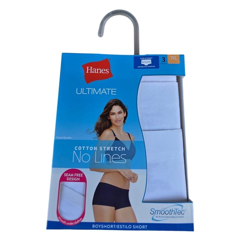 Hanes Ultimate Smooth Tec Boyshort Women's 7/L 3-Pack New